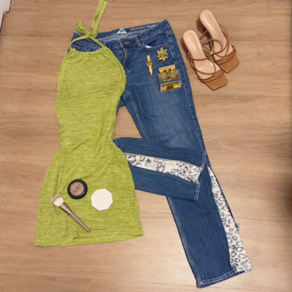 Y2K Low Rise Blue Skinny Jeans Animal Print New York & Company